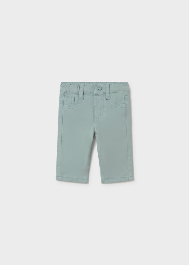Pantalone lungo in twill verde acqua neonato Mayoral con vita elasticizzata e tasche