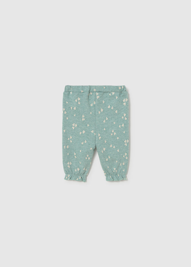 Pantalone neonata Mayoral verde acqua con fantasia floreale e fondo elasticizzato