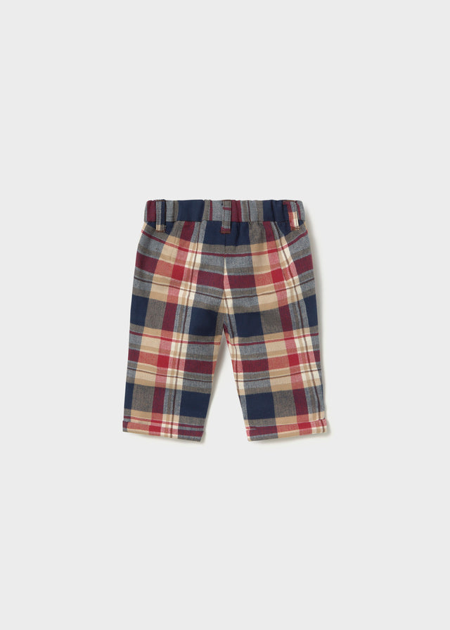 Pantalone neonato Mayoral a quadri blu rosso beige e bianco
