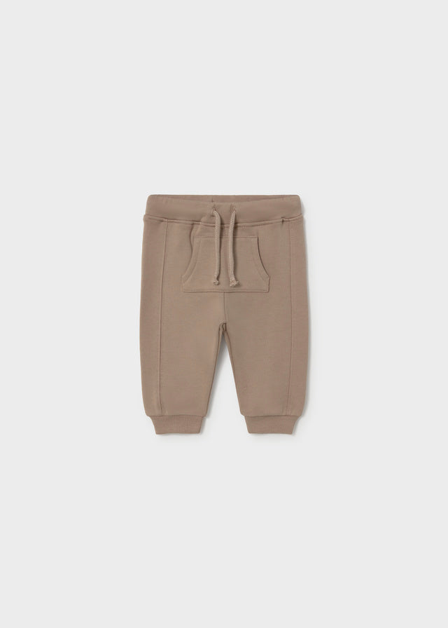 Pantalone neonato Mayoral in felpa marrone con vita elasticizzata tasca e coulisse