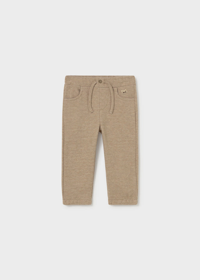 Pantalone neonato Mayoral in felpa tortora con coulisse e tasche