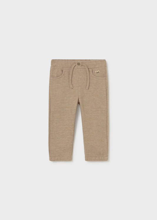 Pantalone neonato Mayoral in felpa tortora con coulisse e tasche