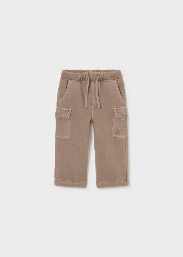 Pantalone neonato in felpa cargo beige con tasche Mayoral
