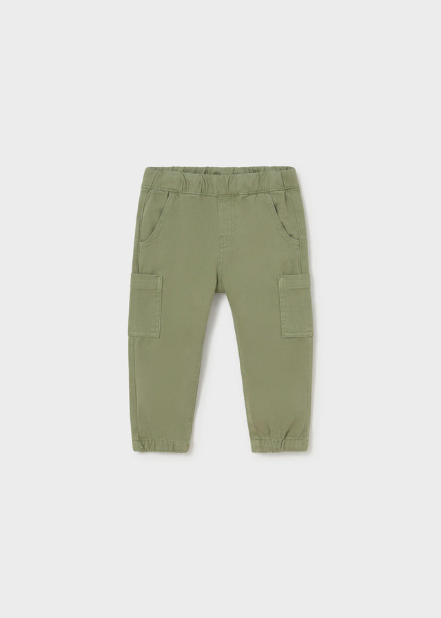 Pantalone neonato in punto panno verde salvia con tasche Mayoral