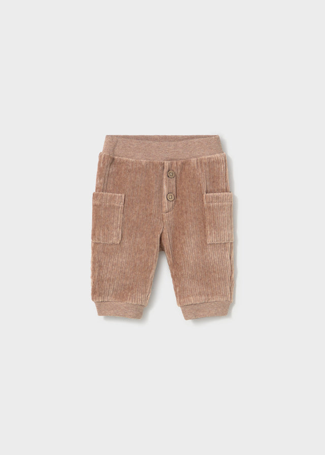 Pantalone neonato in velluto a coste marrone beige con tasche Mayoral