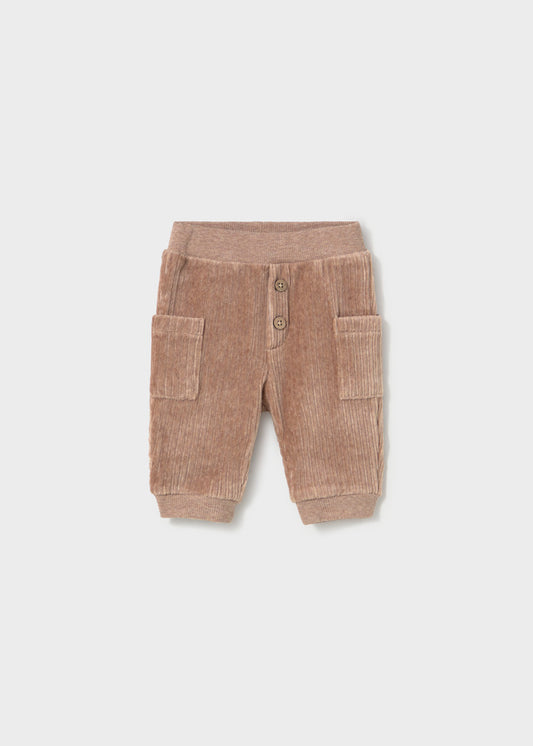 Pantalone neonato in velluto a coste marrone beige con tasche Mayoral