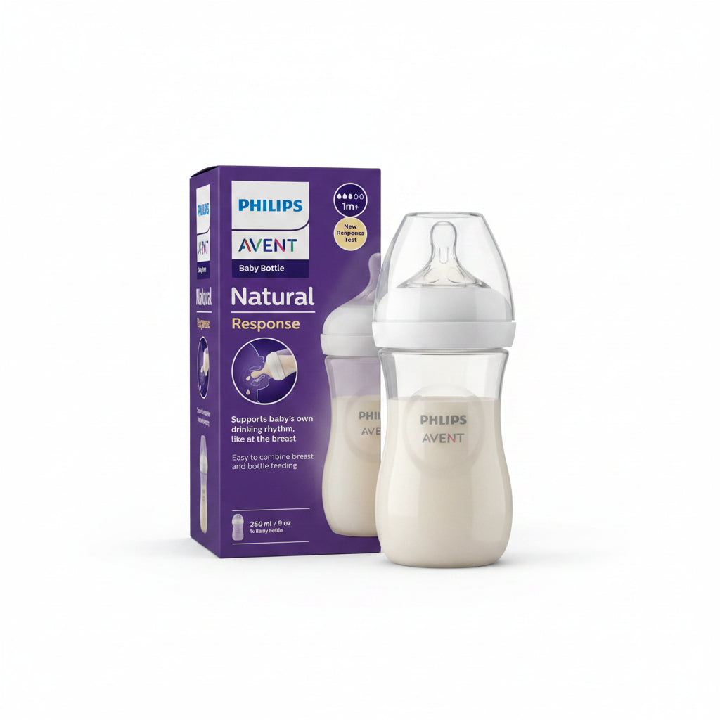 Philips Avent Biberon Natural Response 260 ml con tettarella Flusso 3, valvola anticolica e tecnologia Natural Response, ideale per l'allattamento misto.