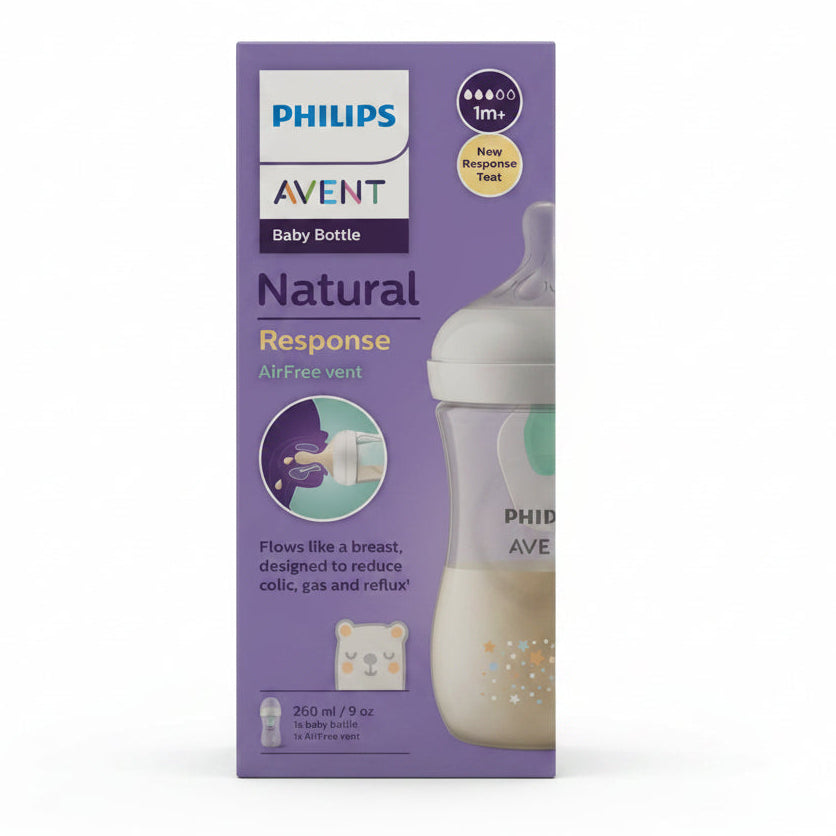 Philips Avent Biberon Natural Response 260 ml con tettarella in silicone Natural Response e valvola anticolica, ideale per l'allattamento misto.