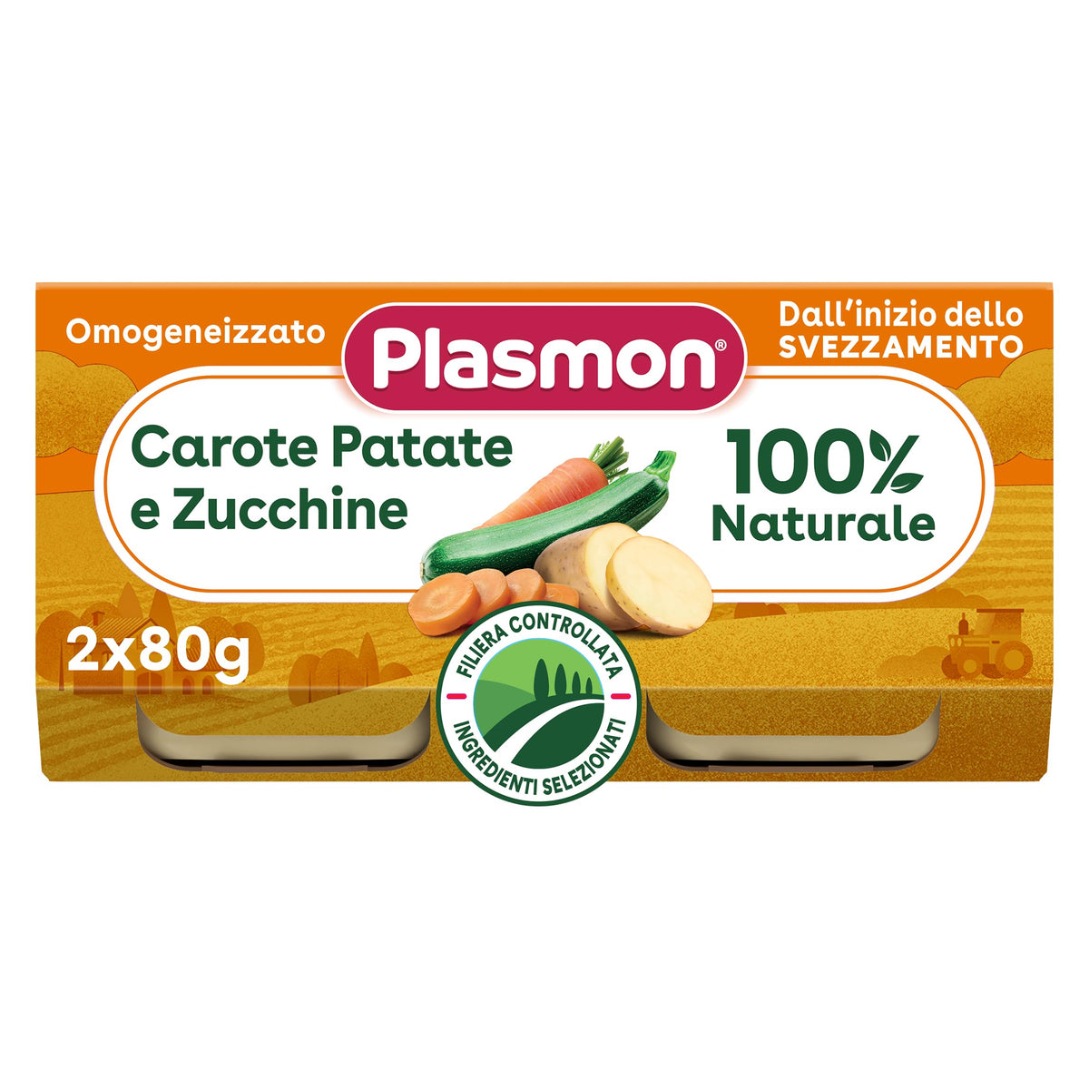 Plasmon Omogeneizzato Verdure carote, patate e zucchine 2 x 80 g,