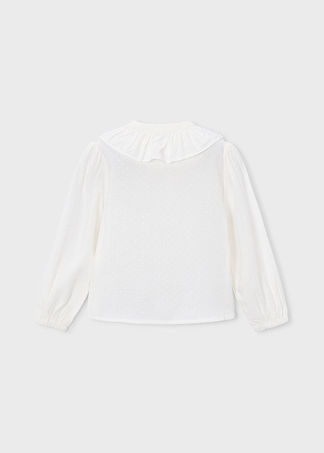 Retro blusa bambina Mayoral écru con colletto volant