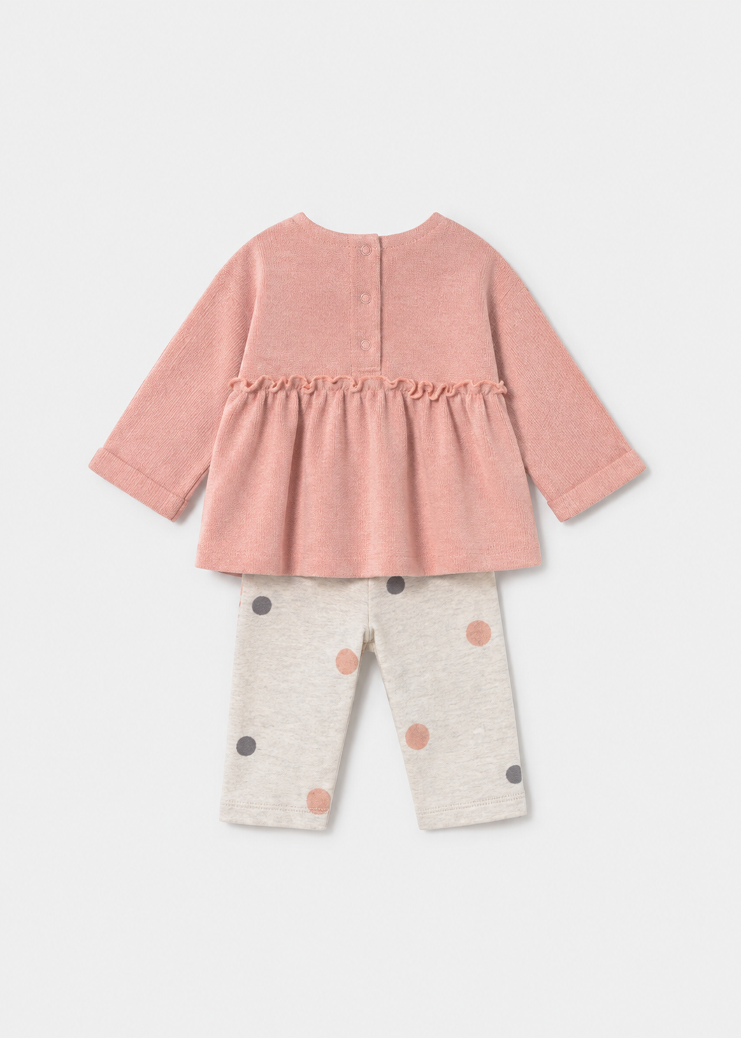Retro completo neonata con felpa rosa cipria e leggings écru a pois Mayoral