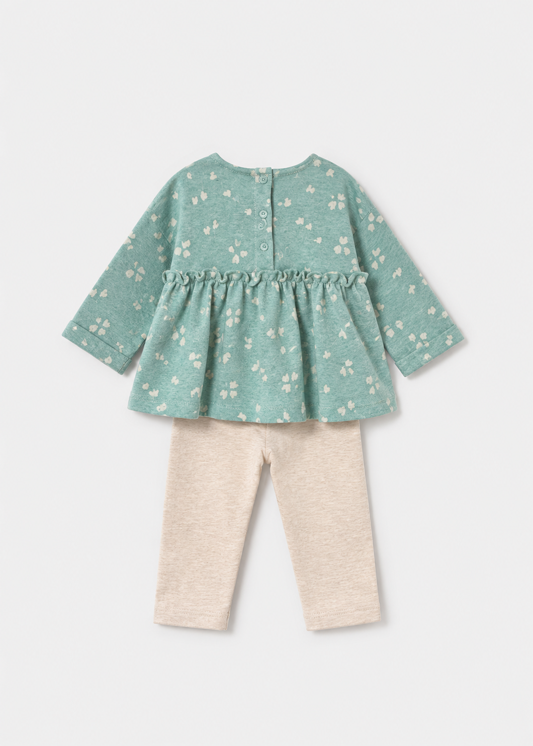 Retro completo neonata con maglia verde acqua e leggings beige Mayoral