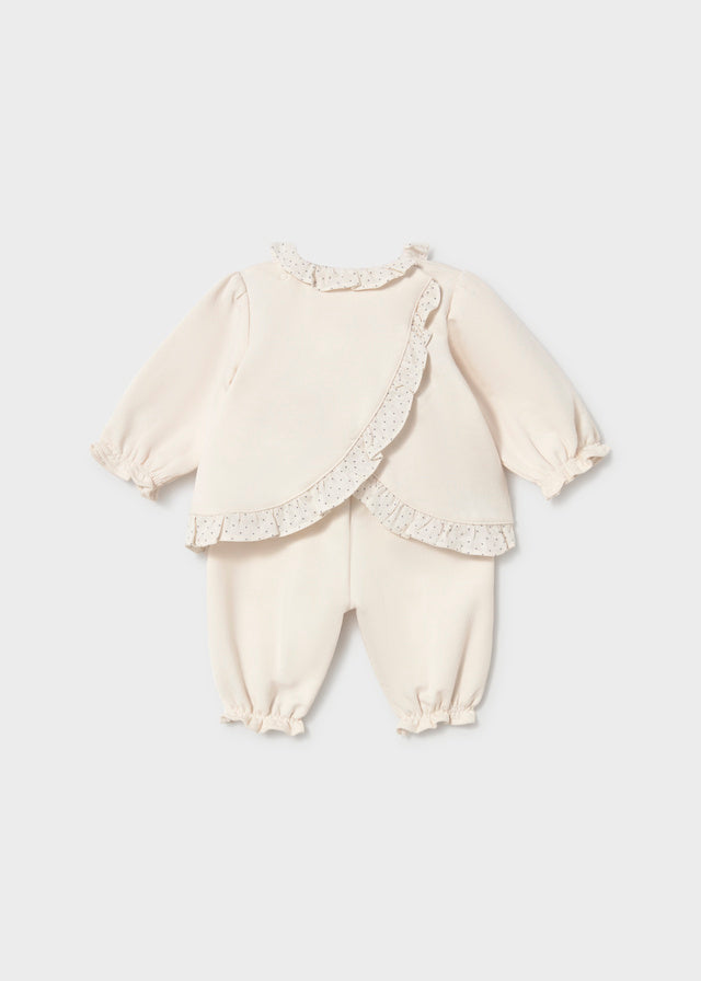 Retro completo neonata écru con felpa e pantalone Mayoral