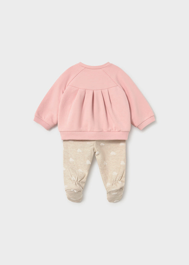Retro del completo neonata Mayoral con felpa rosa e ghettina beige