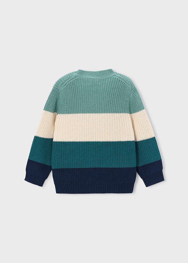 Retro maglione bambino Mayoral color block verde acqua e blu navy