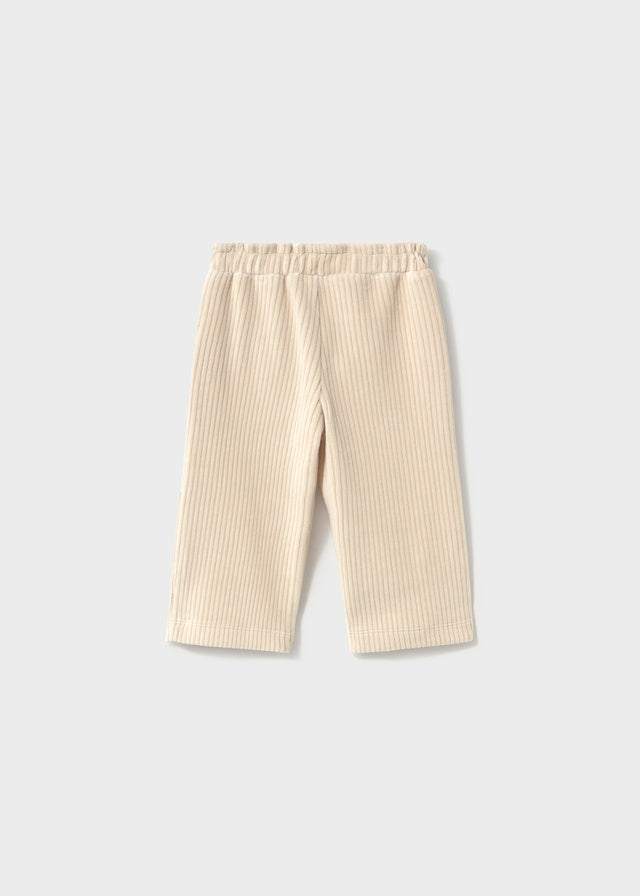 Retro pantalone neonata Mayoral beige in microvelluto a coste