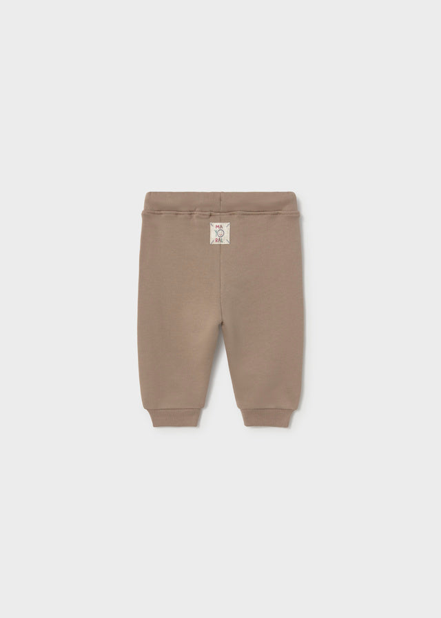 Retro pantalone neonato Mayoral in felpa marrone con vita elasticizzata