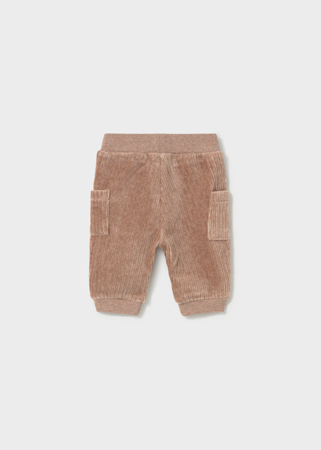 Retro pantalone neonato Mayoral in velluto a coste marrone beige con tasche laterali
