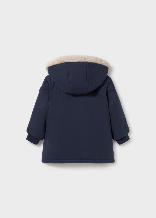 Retro parka blu navy neonato Mayoral con cappuccio