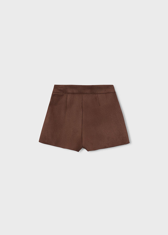 Retro shorts bambina Mayoral marroni effetto suede
