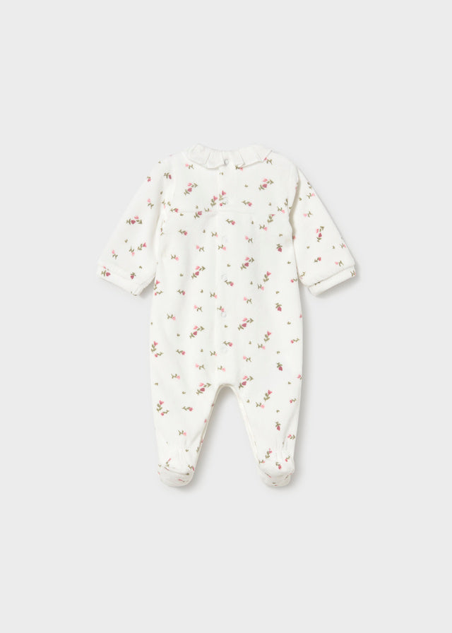 Retro tutina neonata écru con fantasia floreale Mayoral