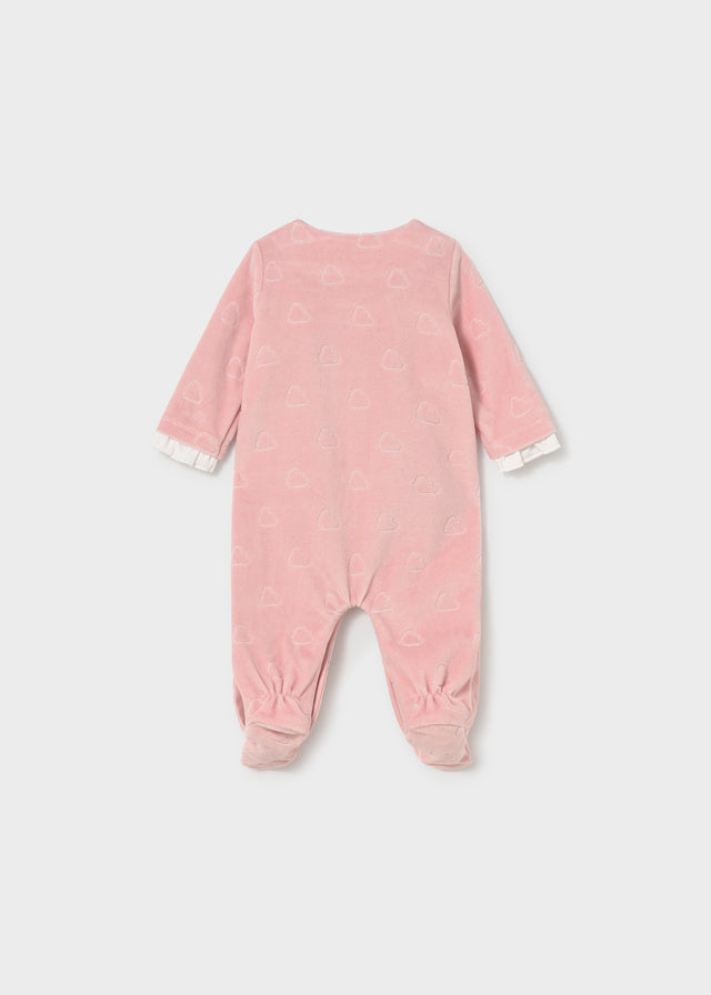 Retro tutina neonata rosa cipria con cuoricini Mayoral