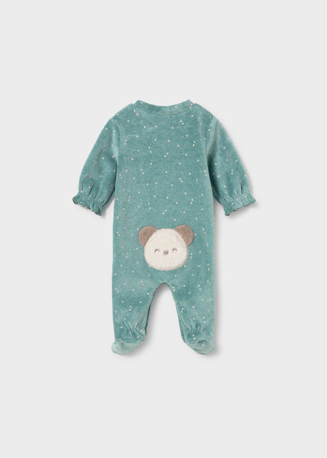 Retro tutina neonata verde acqua a pois bianchi Mayoral