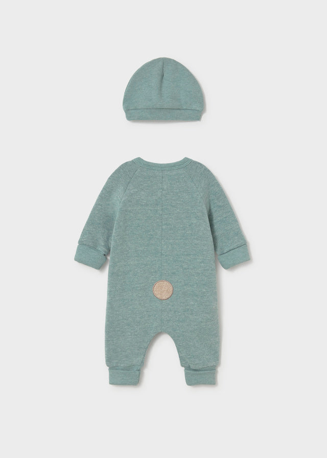 Retro tutina neonato Mayoral verde acqua con cappellino coordinato