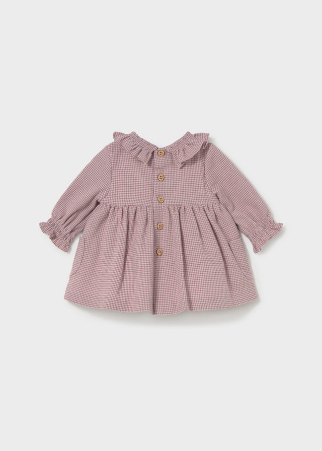 Retro vestito neonata Mayoral a quadretti rosa con chiusura a bottoni