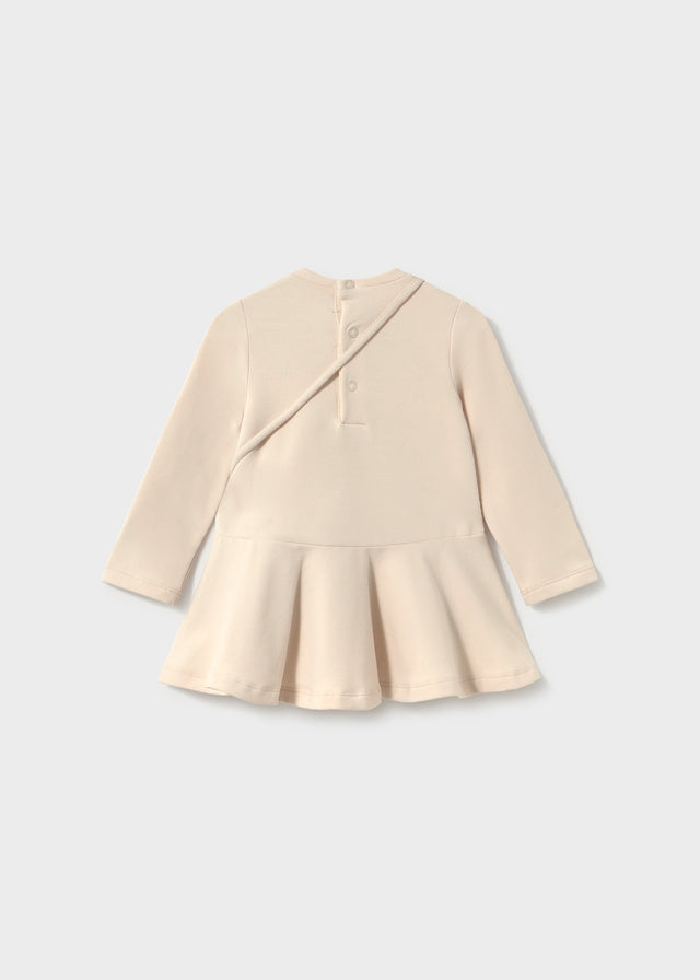 Retro vestito neonata Mayoral écru a manica lunga con gonna svasata
