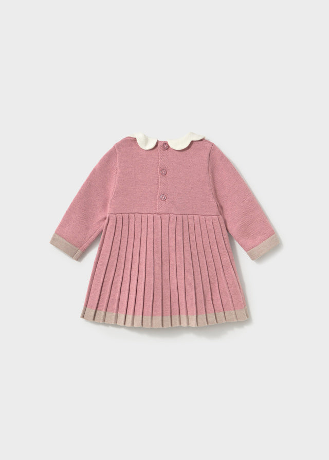 Retro vestito neonata Mayoral rosa con gonna plissettata e chiusura con bottoni