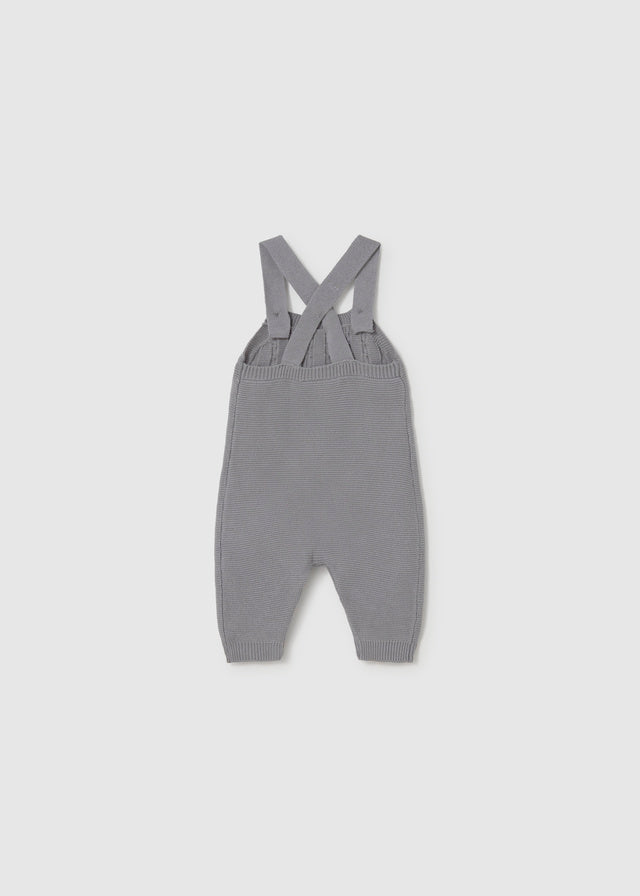 Salopette neonato Mayoral in maglia grigio chiaro con bretelle incrociate