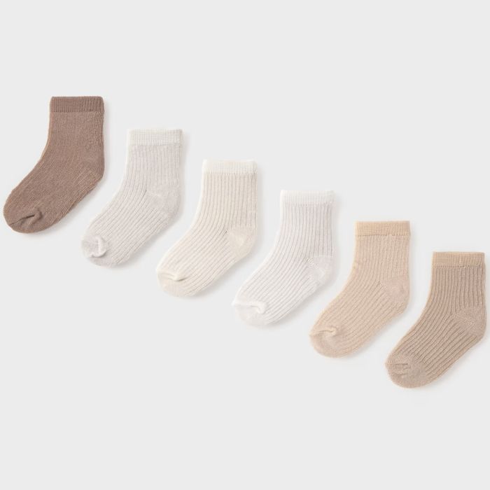 Sei paia di calzini Mayoral neonato unisex nei colori bianco panna beige e tortora