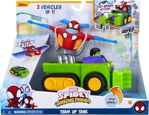 Spidey Team-Up Tank 2 in 1 con Hulk e Jet Spidey Marvel Jazwares SNF0323
