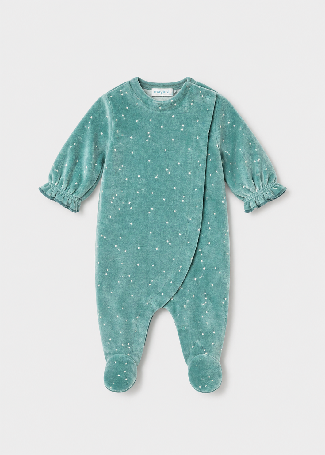 Tutina neonata verde acqua a pois bianchi con orsetto Mayoral