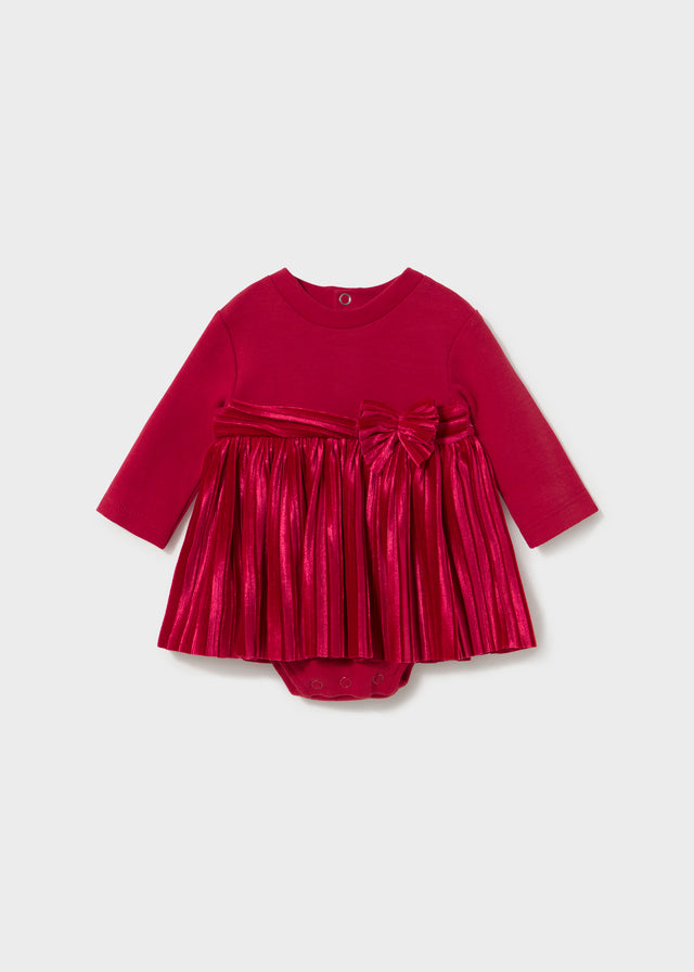 Vestito natalizio neonata Mayoral rosso con gonna effetto velluto