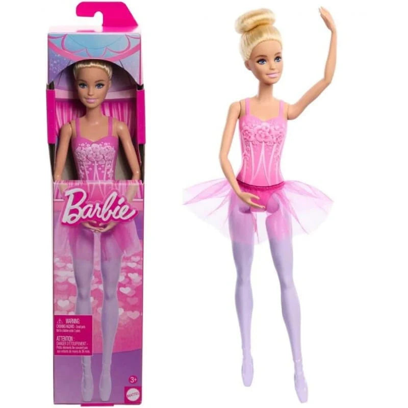 Barbie Ballerina Capelli Biondi HRG34 Mattel con corpetto floreale, tutù in tulle rimovibile, chignon e scarpette da punta, ideale per bambine dai 3 anni.
