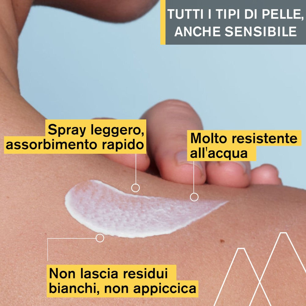 Chicco Latte Solare Spray SPF 50+ 150 ml con protezione molto alta UVA, UVB e infrarossi, ideale per la pelle delicata di neonati e bambini.