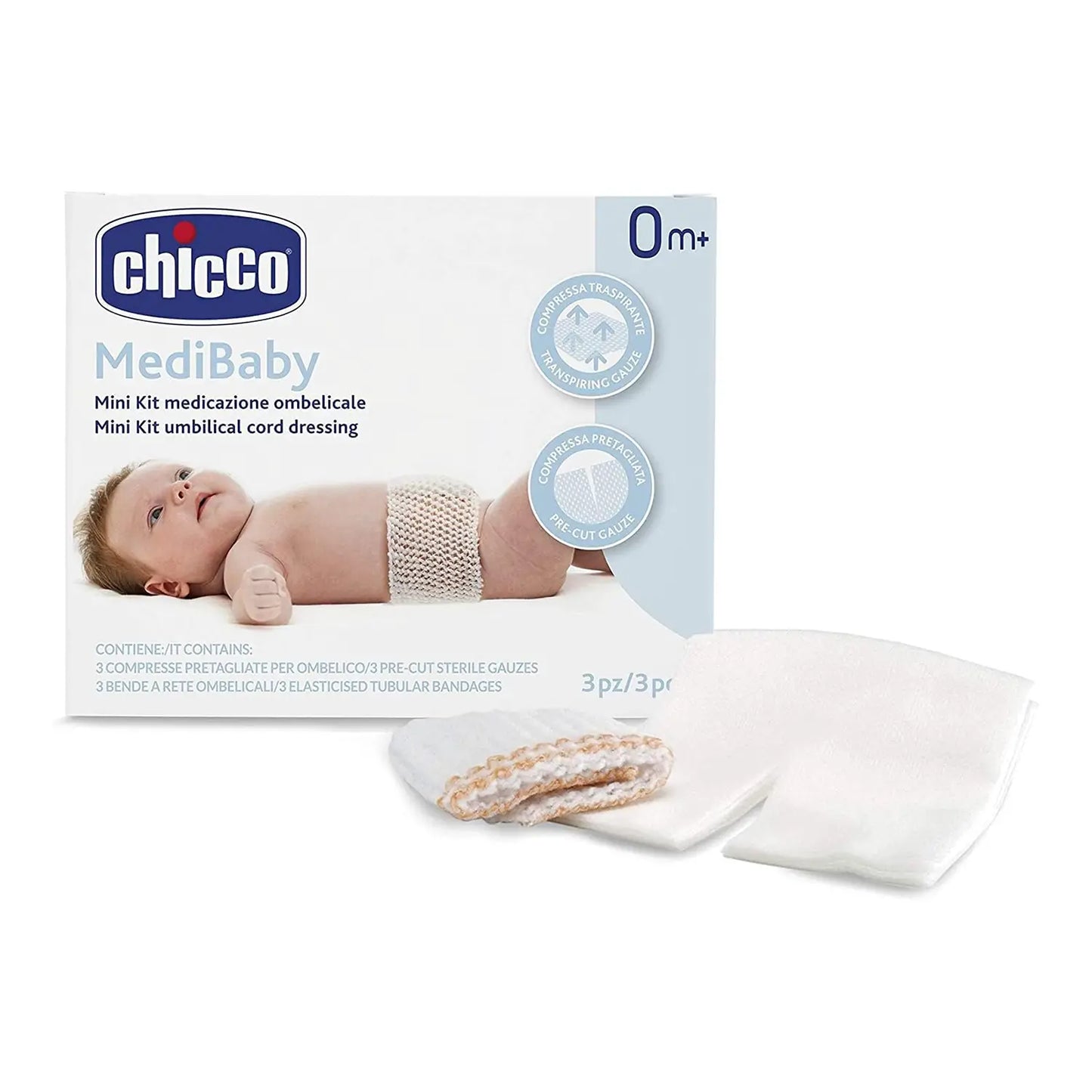 Chicco Mini Kit Ombelicale per la cura e l'igiene del cordone ombelicale del neonato fin dalla nascita.