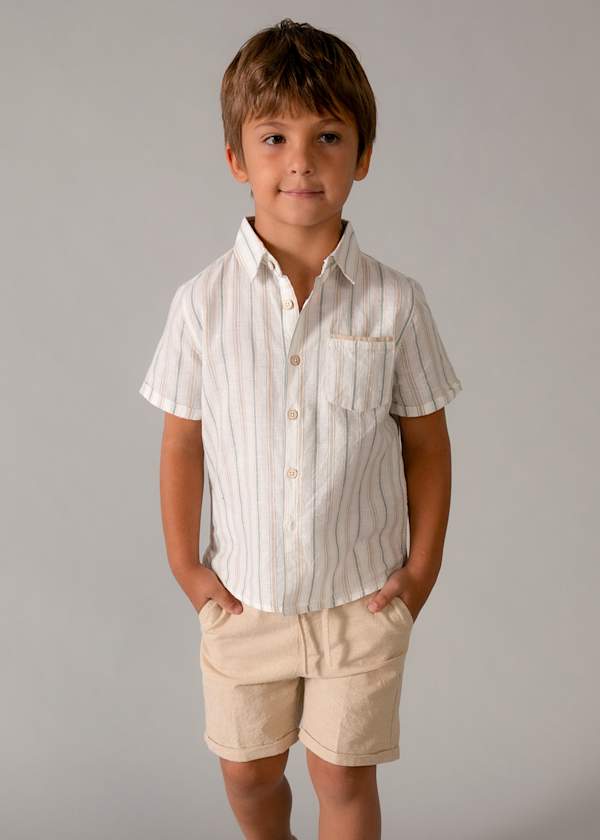 Completo lino pantaloncino e camicia bambino Mayoral