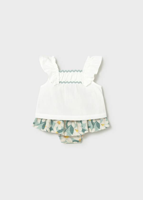 Completo neonata con blusa e culotte floreale Mayoral