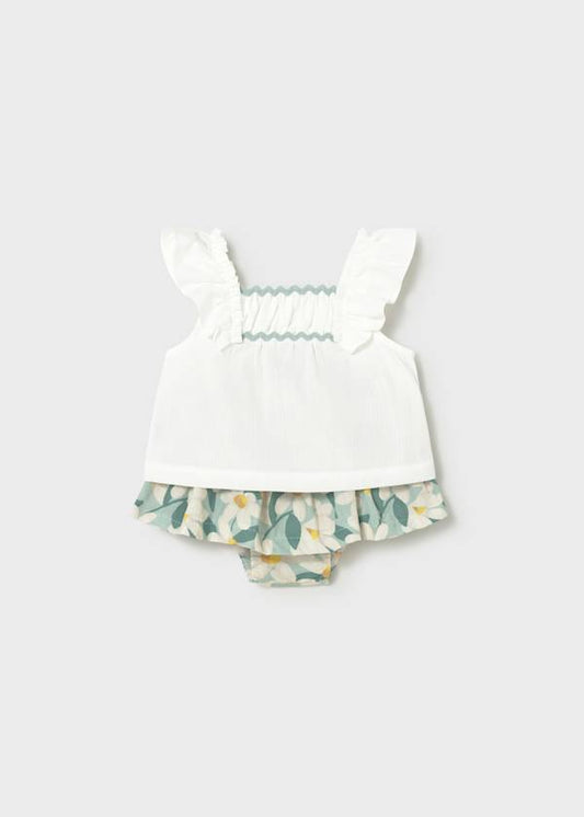 Completo neonata con blusa e culotte floreale Mayoral