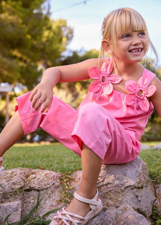 Completo pantalone e camicia bretelle bambina Mayoral