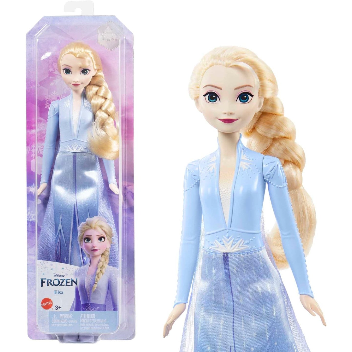 Disney Frozen Elsa Bambola Mattel HLW48 con abito da viaggio, mantello in tessuto, stivali removibili e lunghi capelli biondi ispirata al film Frozen 2.