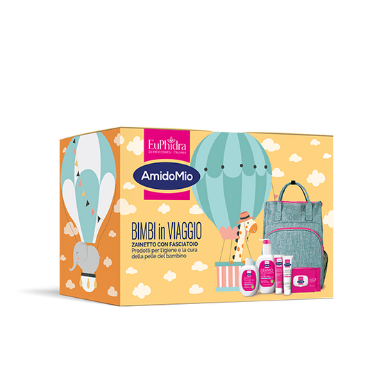 EuPhidra AmidoMio Bimbi in Viaggio con borsa mamma multitasche, fasciatoio e kit completo per l'igiene del neonato.