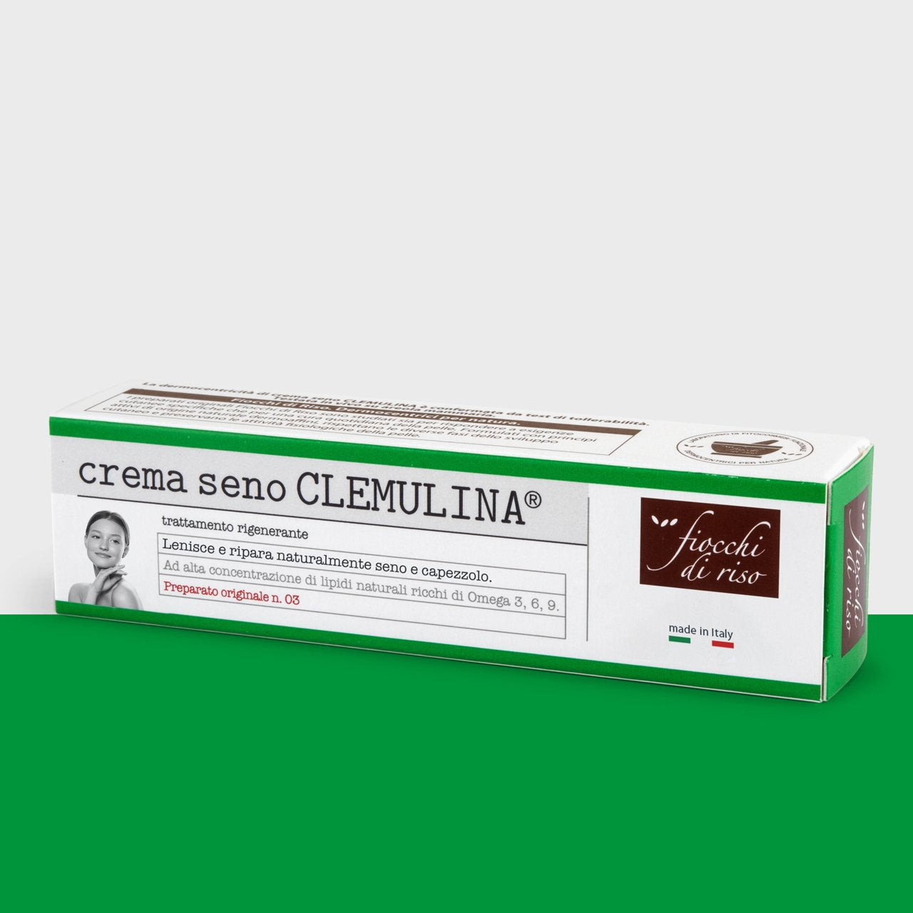 Fiocchi di Riso Cremulina Seno 15 ml, crema per seno e capezzoli che idrata, protegge e aiuta a prevenire ragadi durante gravidanza e allattamento.