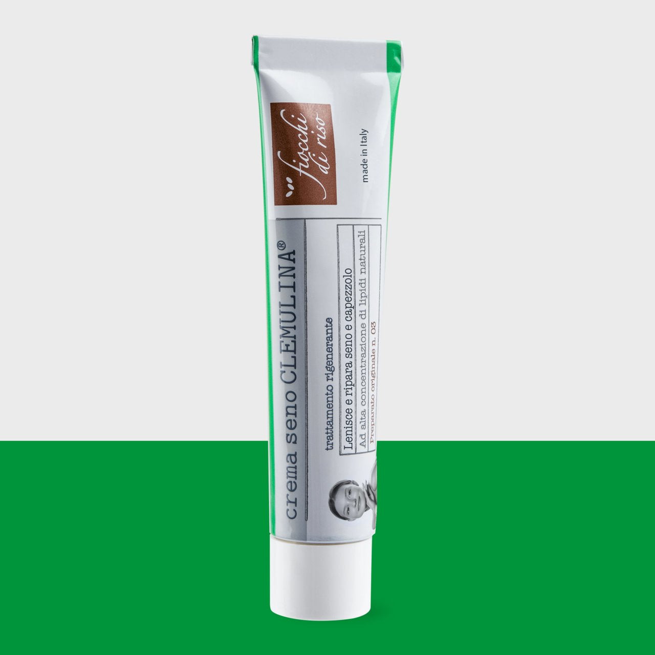 Fiocchi di Riso Cremulina Seno 15 ml, crema per seno e capezzoli che idrata, protegge e aiuta a prevenire ragadi durante gravidanza e allattamento.