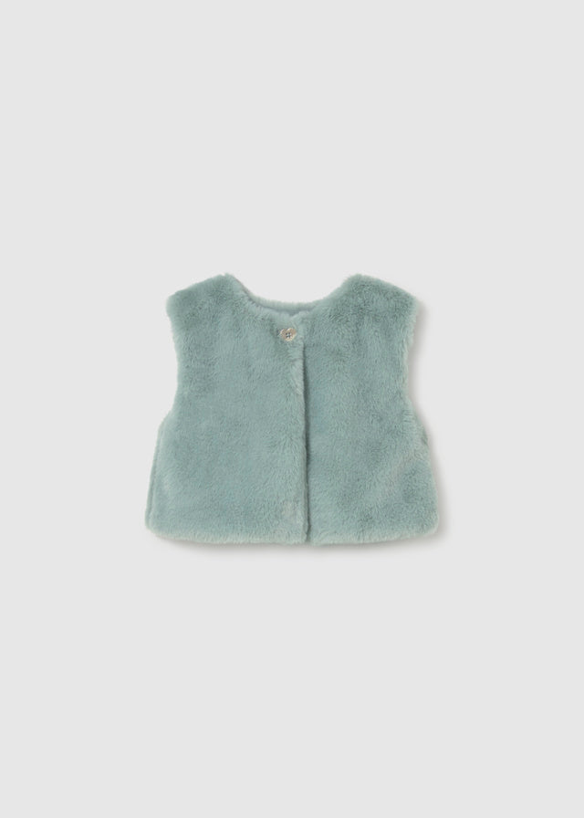 gilet effetto pelliccia verde acqua Mayoral per neonata