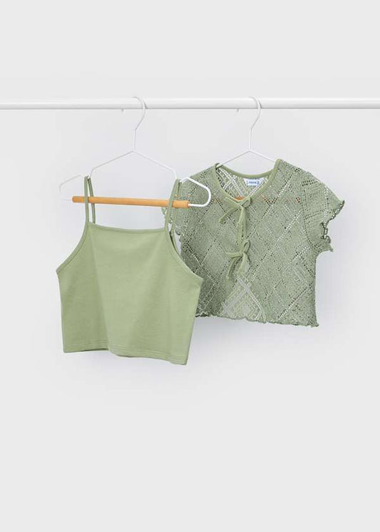 Top + cardigan traforato bambina Mayoral