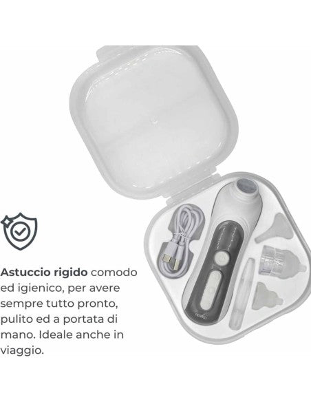 "Nuvita Aspiratore Nasale Elettrico 2150 con 5 livelli di aspirazione e beccucci in silicone per neonati e bambini"